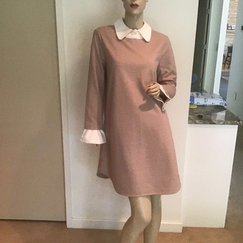 Tuckernuck Dakotah Sandwhisp Dress White Collar Cuffs Preppy LS Mini Dress M - Picture 2 of 5